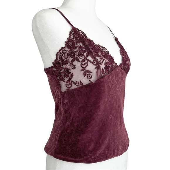 Vintage Victoria's Secret Y2K Silk Blend Lace & Crushed Velvet Cami Top (S) - Picture 3 of 12